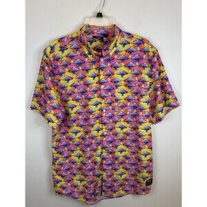 WESC Oden AOP Shroomspiracy Mushroom Print SS Button Shirt Men Medium Colorful